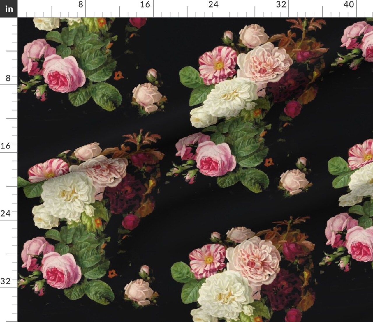 Moody Gothic Floral Vintage Garden English Roses Victorian Chintz Custom Printed Fabric by Spoonflower Various Fabrics by the Yard or Fat Quarter